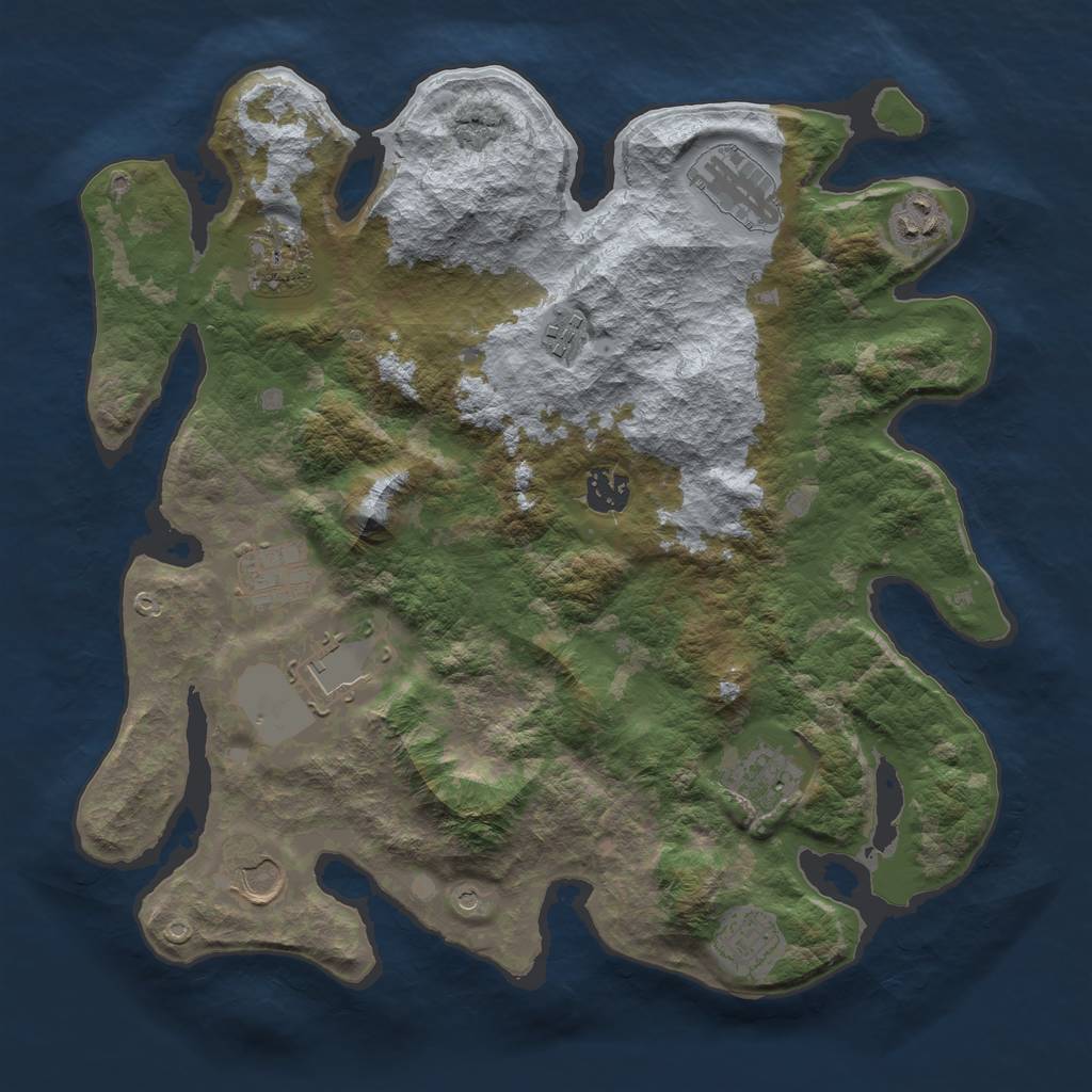 Rust Map: Barren, Size: 3600, Seed: 67852345, 13 Monuments