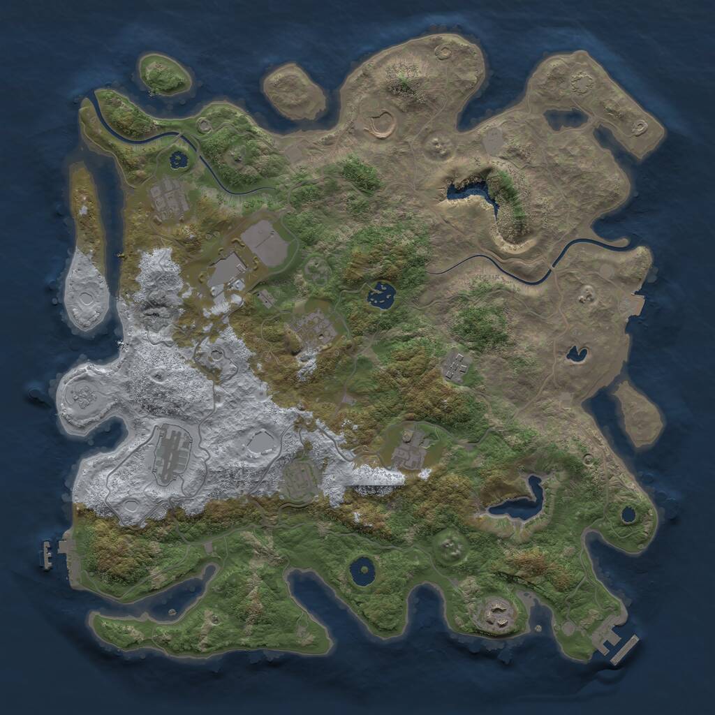 Rust Map: Procedural Map, Size: 4000, Seed: 439337298, 16 Monuments