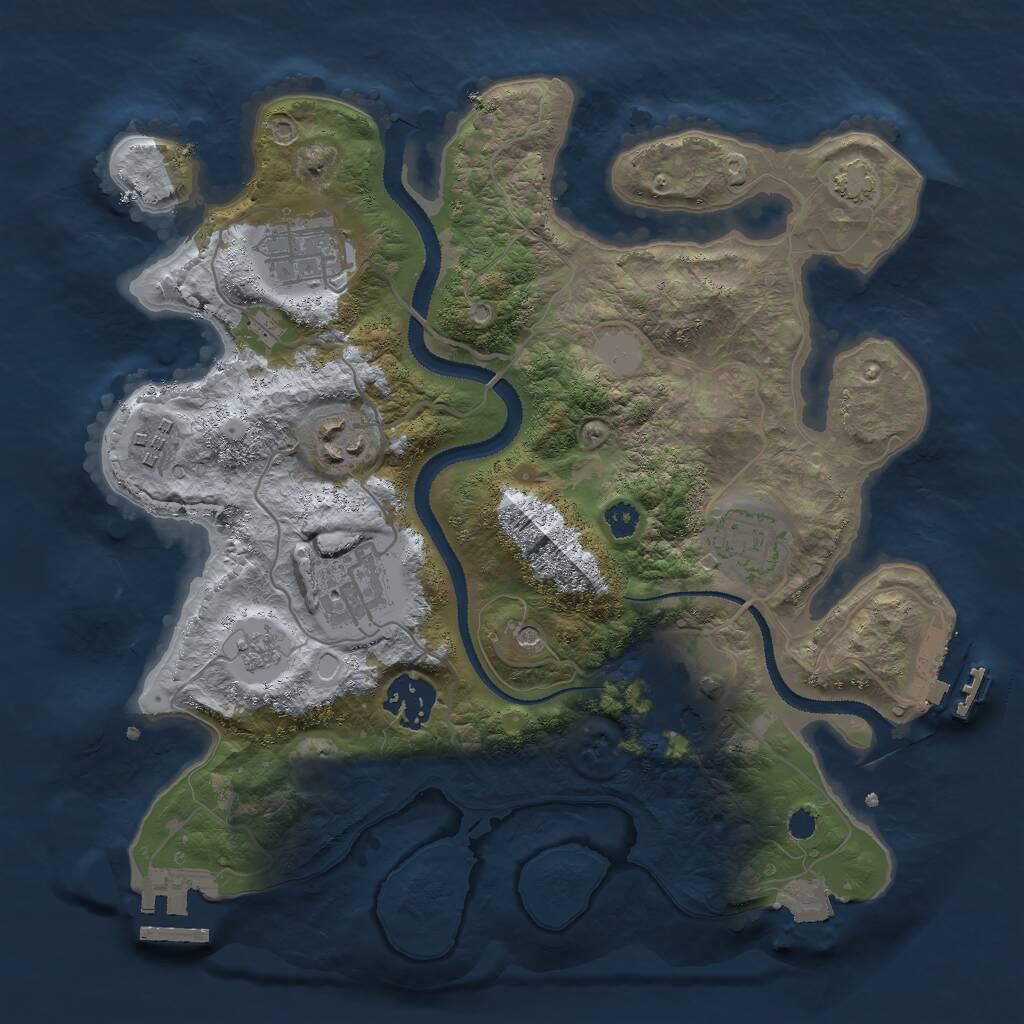 Rust Map: Procedural Map, Size: 3000, Seed: 1464402124, 13 Monuments