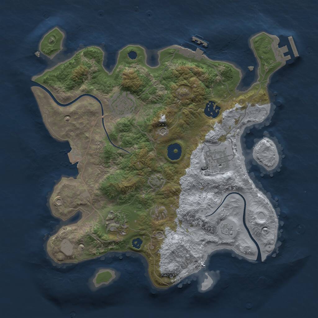 Rust Map: Procedural Map, Size: 3000, Seed: 2079, 10 Monuments