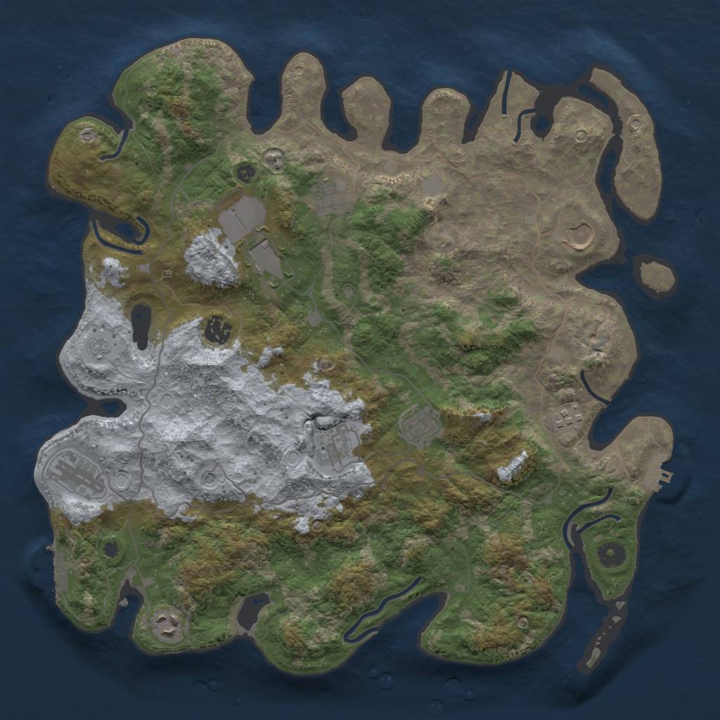 Rust Map: Procedural Map, Size: 4000, Seed: 467934, 18 Monuments