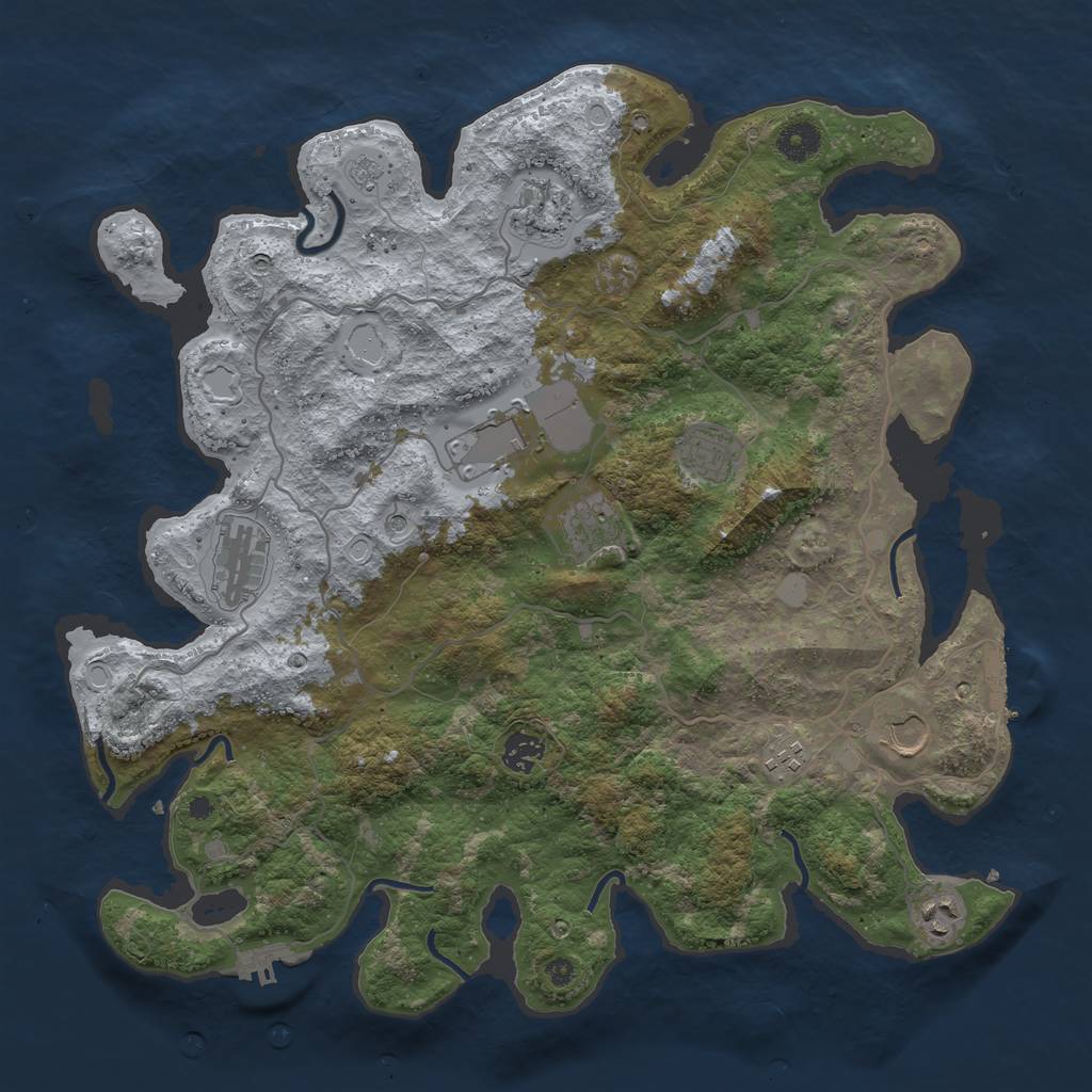 Rust Map: Procedural Map, Size: 4000, Seed: 1032, 18 Monuments
