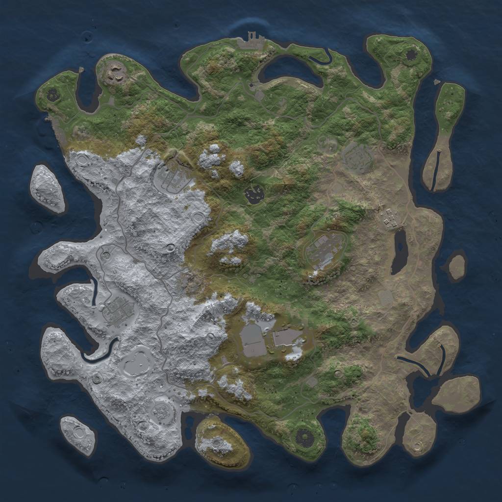 Rust Map: Procedural Map, Size: 4000, Seed: 264635, 17 Monuments