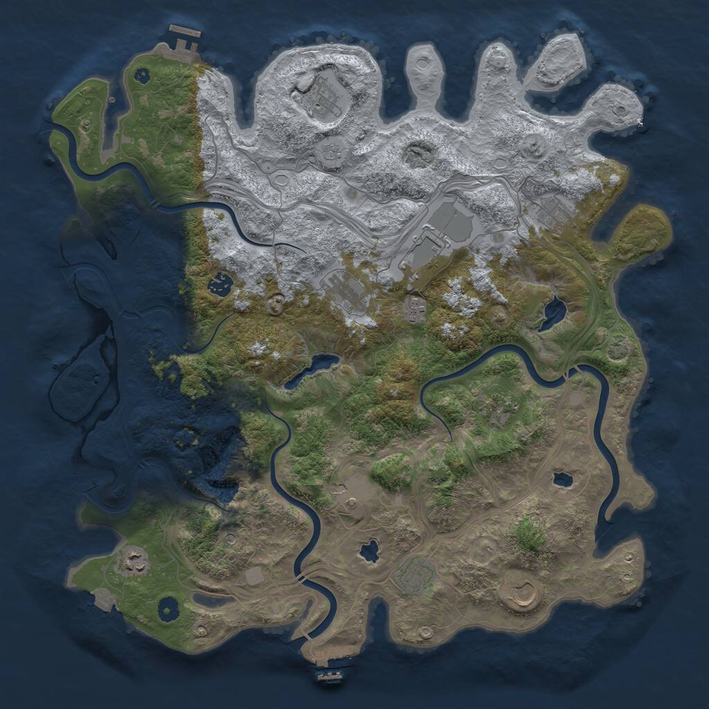 Rust Map: Procedural Map, Size: 4500, Seed: 1172819611, 17 Monuments