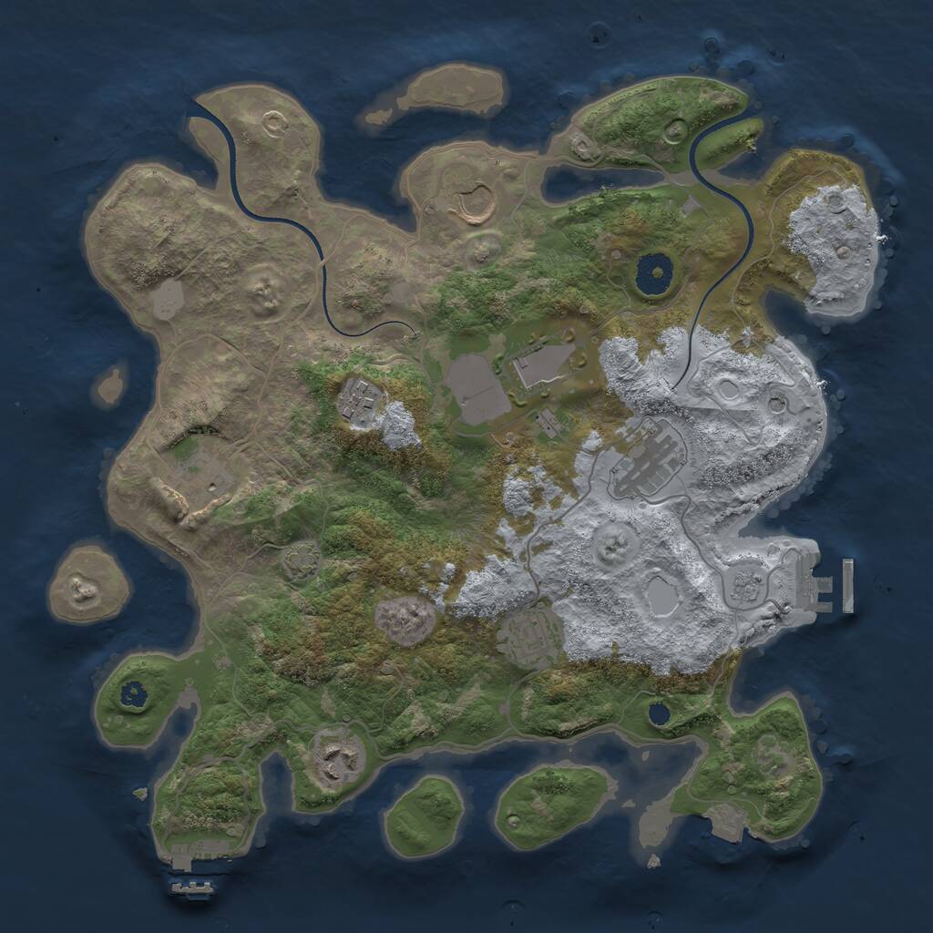 Rust Map: Procedural Map, Size: 3500, Seed: 341, 13 Monuments
