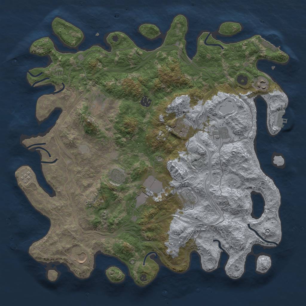 Rust Map: Procedural Map, Size: 4250, Seed: 380554381, 20 Monuments