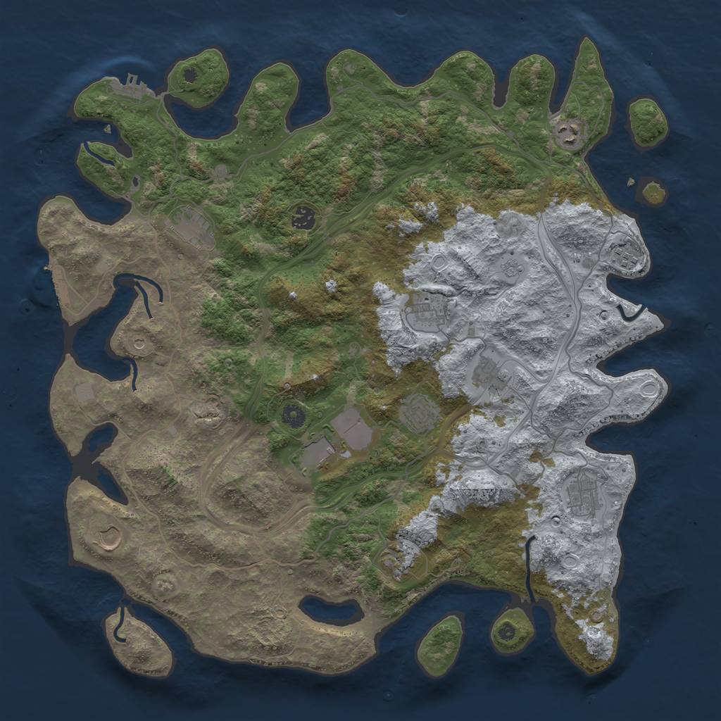 Rust Map: Procedural Map, Size: 4500, Seed: 929605480, 20 Monuments