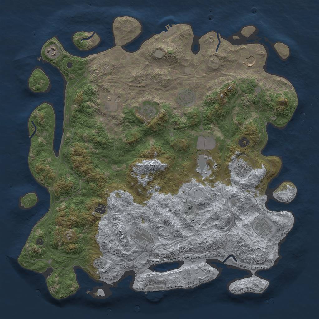 Rust Map: Procedural Map, Size: 4500, Seed: 57315, 20 Monuments