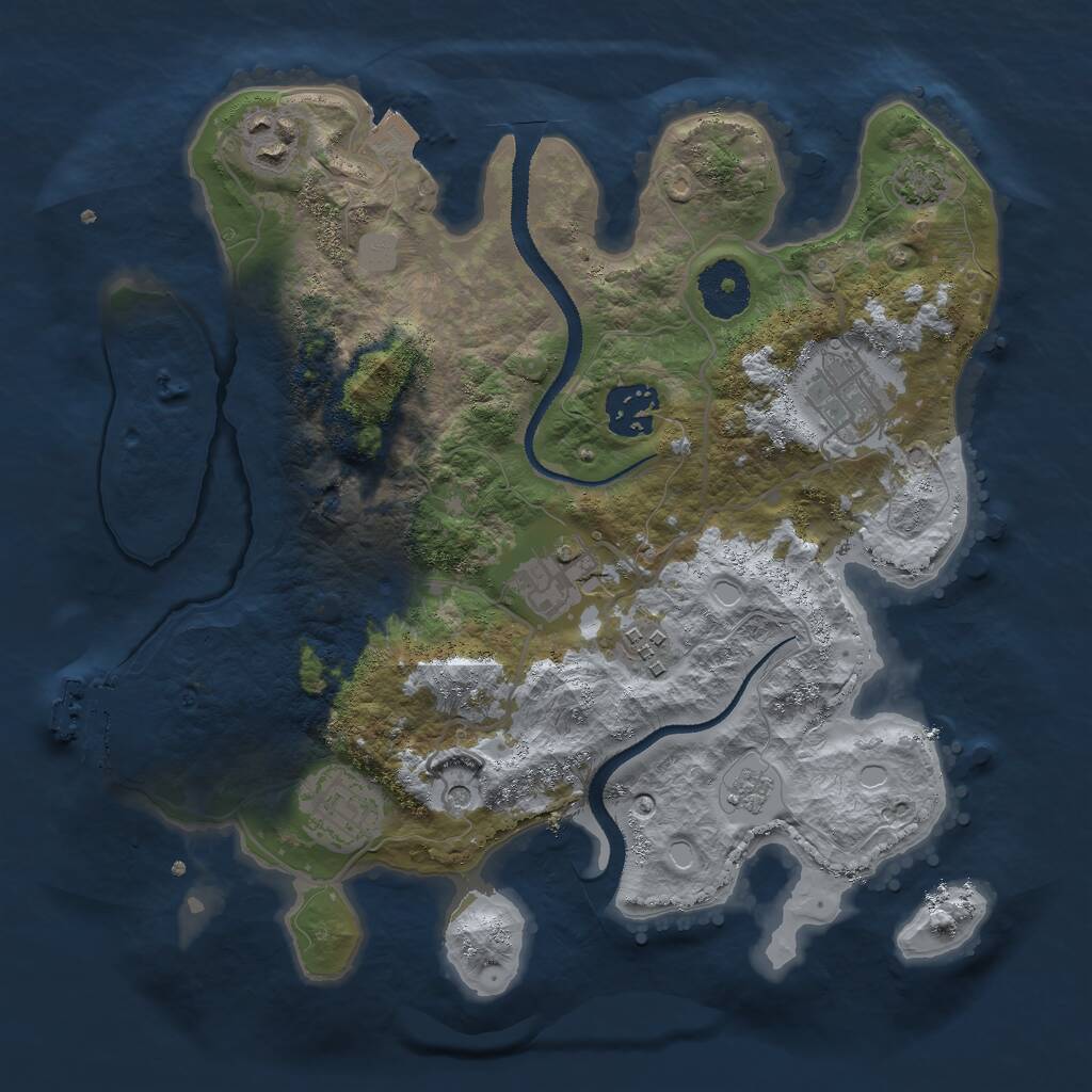 Rust Map: Procedural Map, Size: 3000, Seed: 1819269472, 11 Monuments