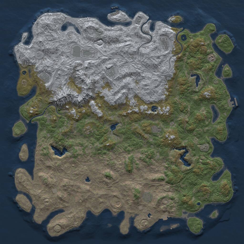 Rust Map: Procedural Map, Size: 6000, Seed: 123039399, 17 Monuments