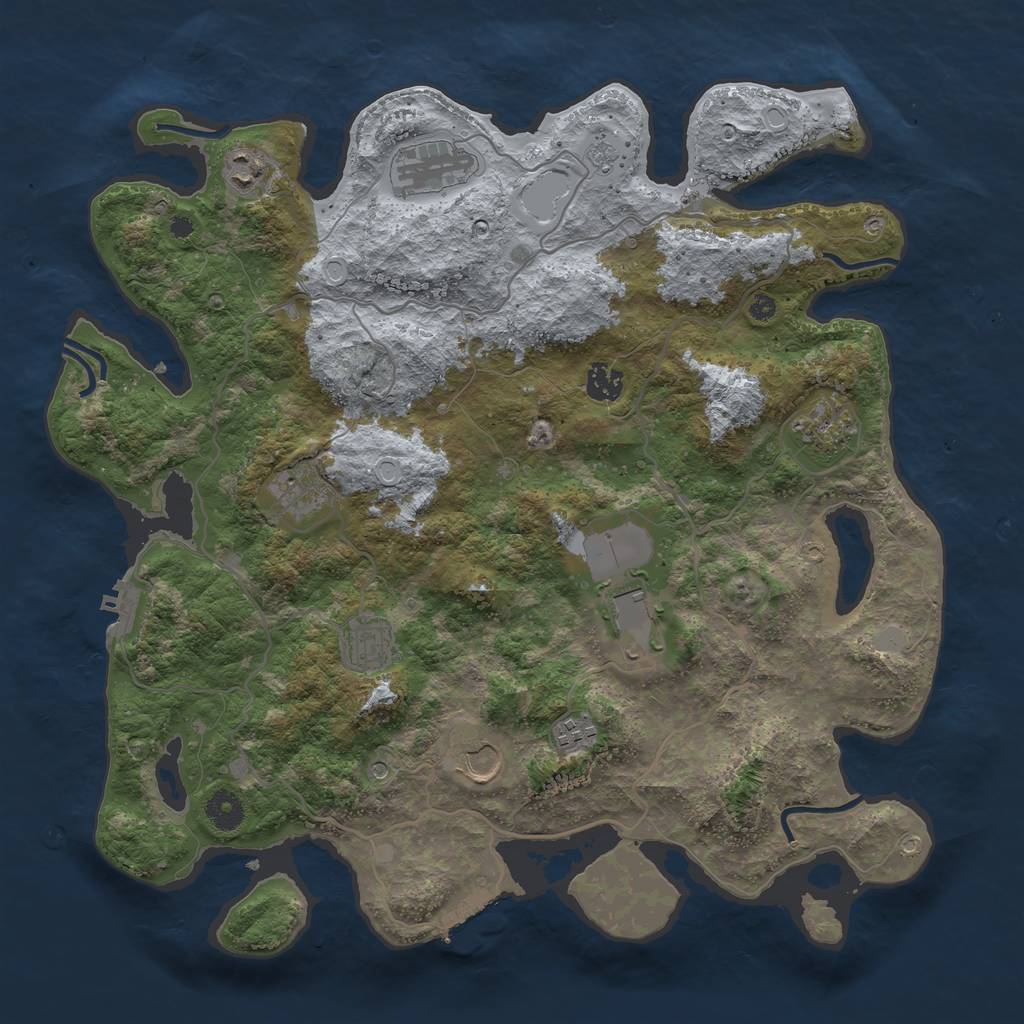 Rust Map: Procedural Map, Size: 4000, Seed: 18287, 18 Monuments