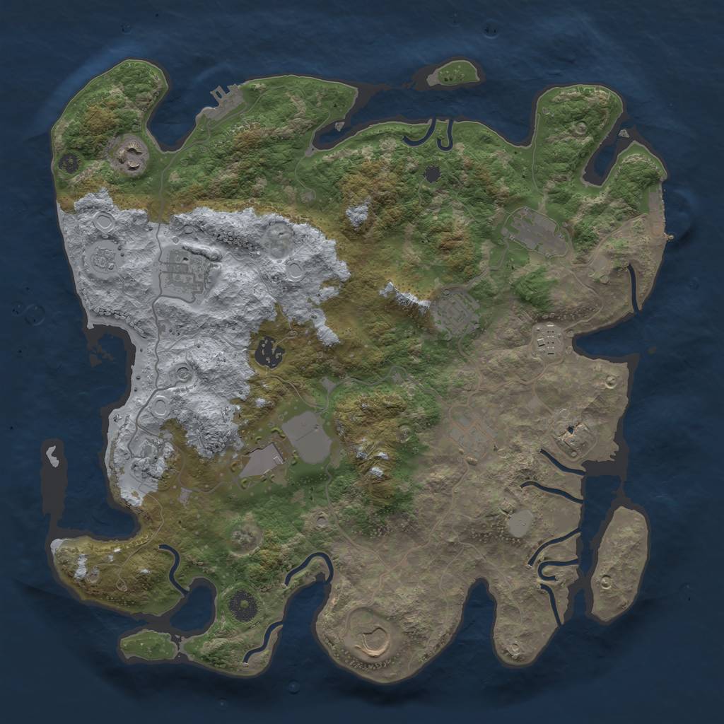 Rust Map: Procedural Map, Size: 3700, Seed: 1009782777, 17 Monuments