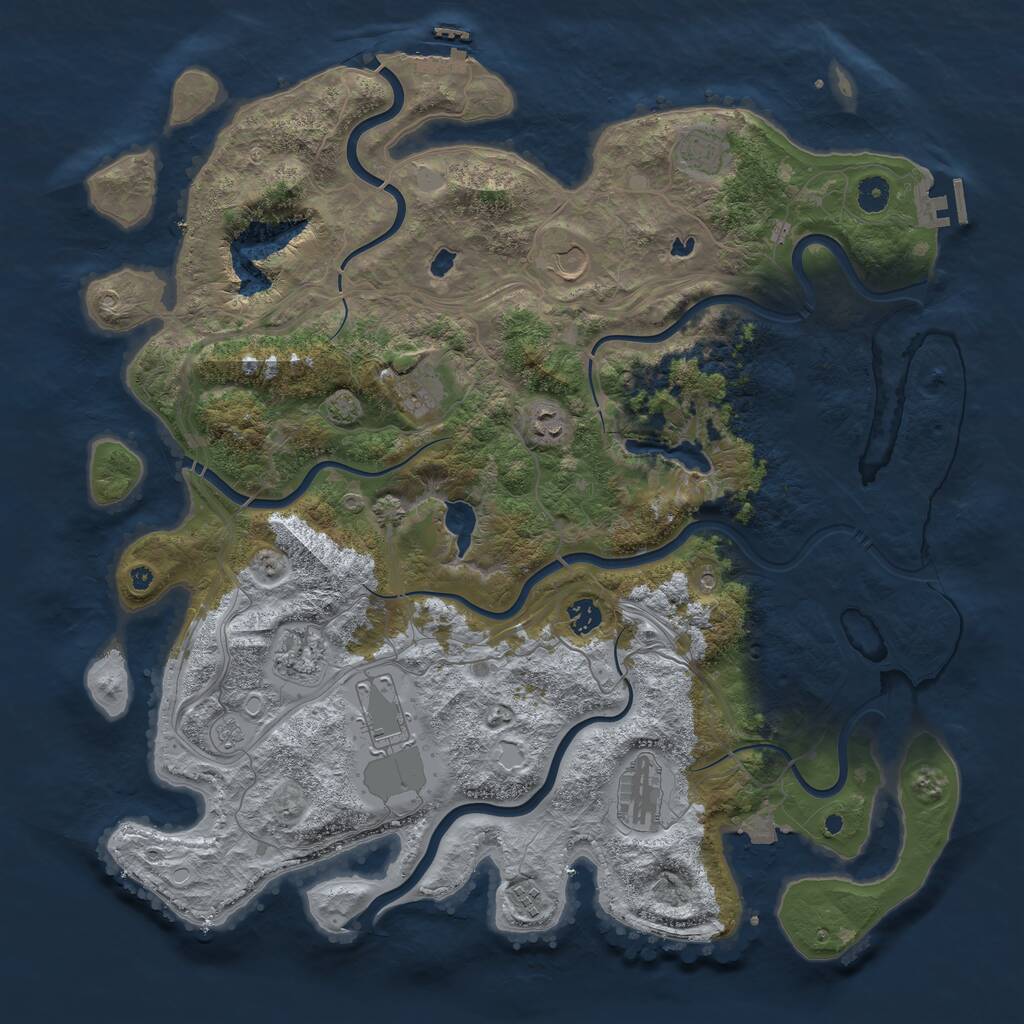 Rust Map: Procedural Map, Size: 4500, Seed: 1143942404, 15 Monuments