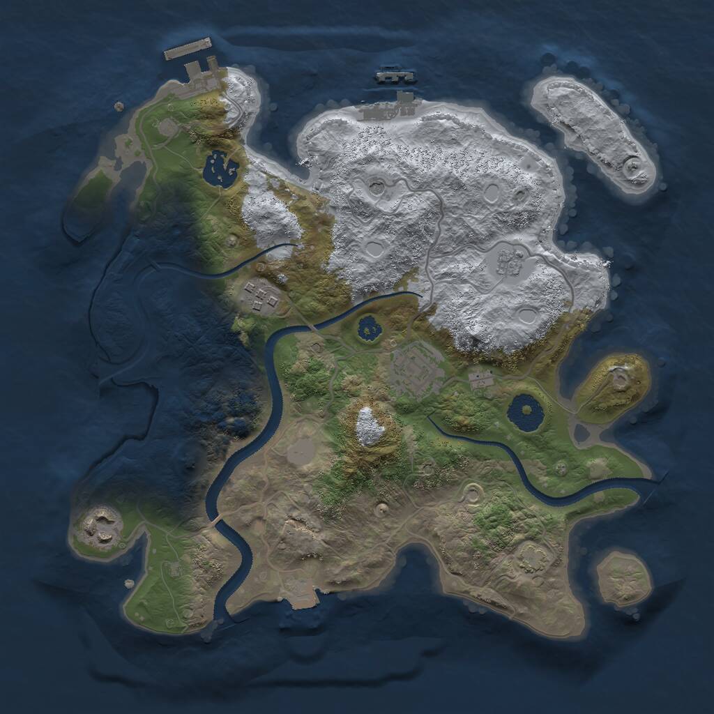 Rust Map: Procedural Map, Size: 3000, Seed: 17989, 10 Monuments