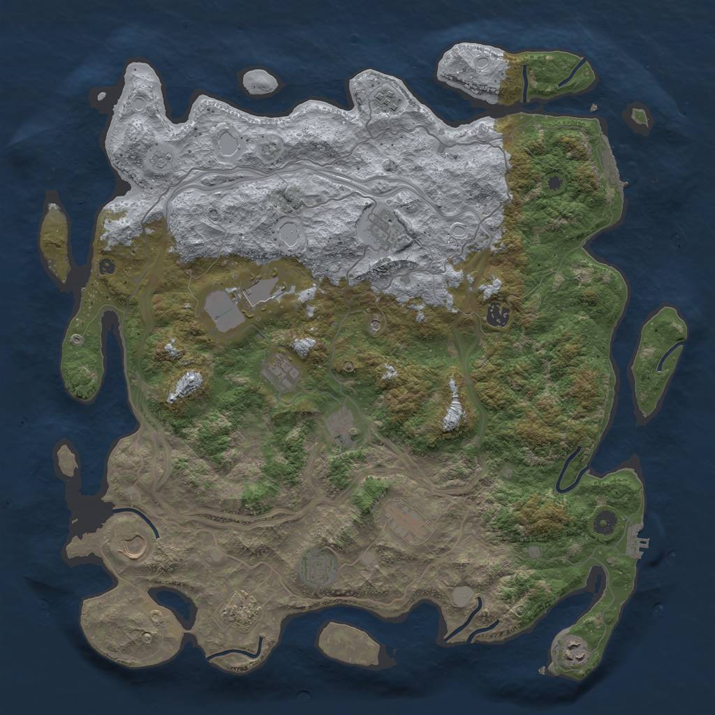 Rust Map: Procedural Map, Size: 4500, Seed: 1625118375, 18 Monuments
