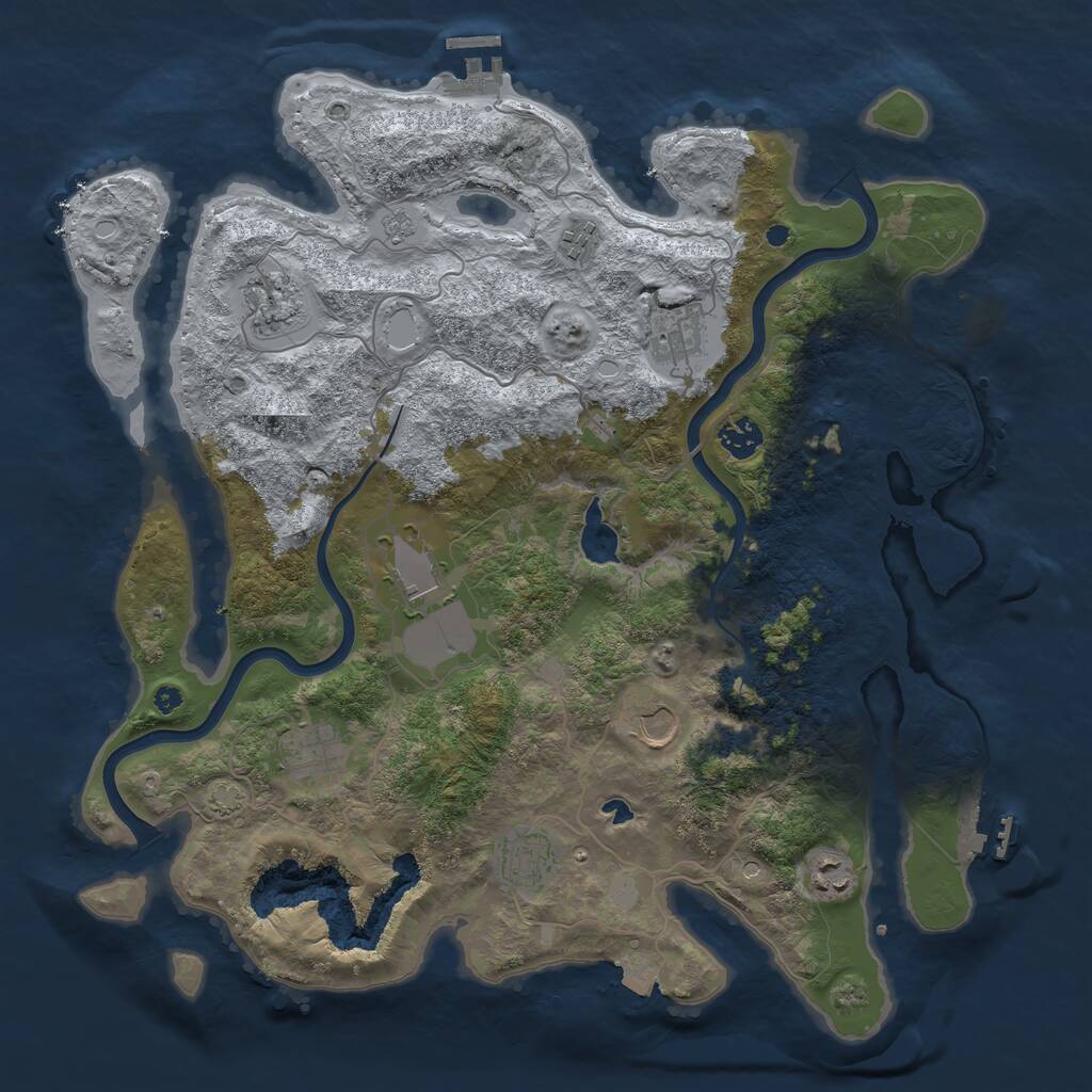 Rust Map: Procedural Map, Size: 4000, Seed: 605895, 15 Monuments
