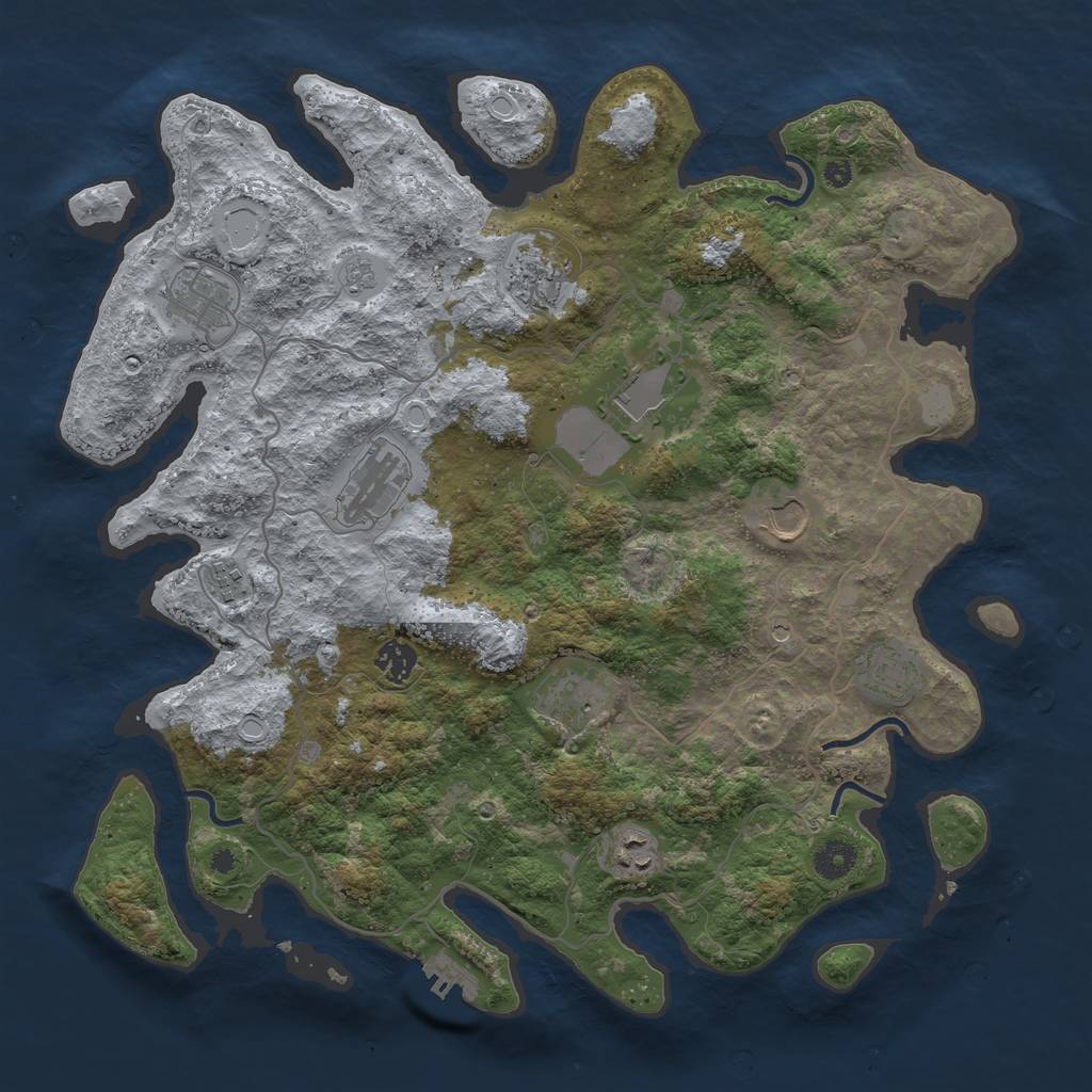 Rust Map: Procedural Map, Size: 4000, Seed: 385452, 18 Monuments