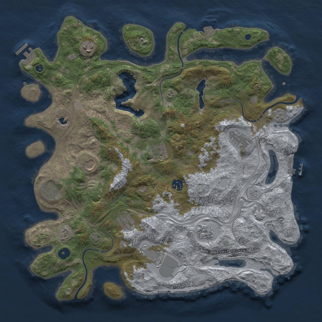 Rust Map: Procedural Map, Size: 4250, Seed: 579992347, 16 Monuments