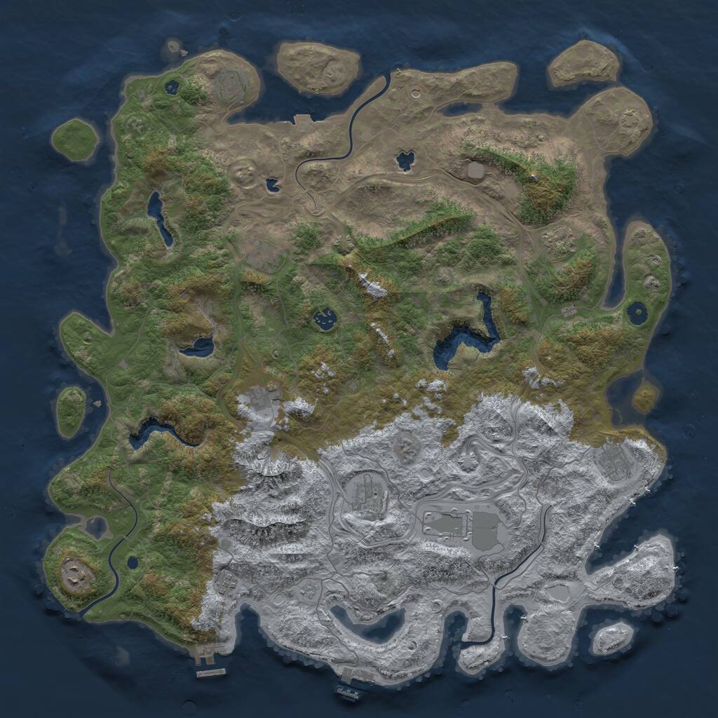 Rust Map: Procedural Map, Size: 5000, Seed: 18493252, 16 Monuments