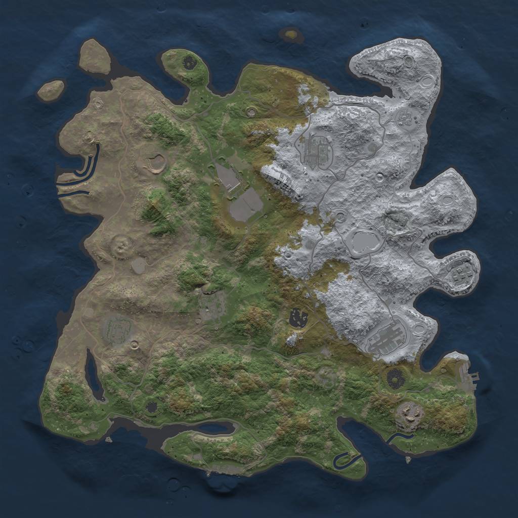 Rust Map: Procedural Map, Size: 4000, Seed: 692749, 18 Monuments