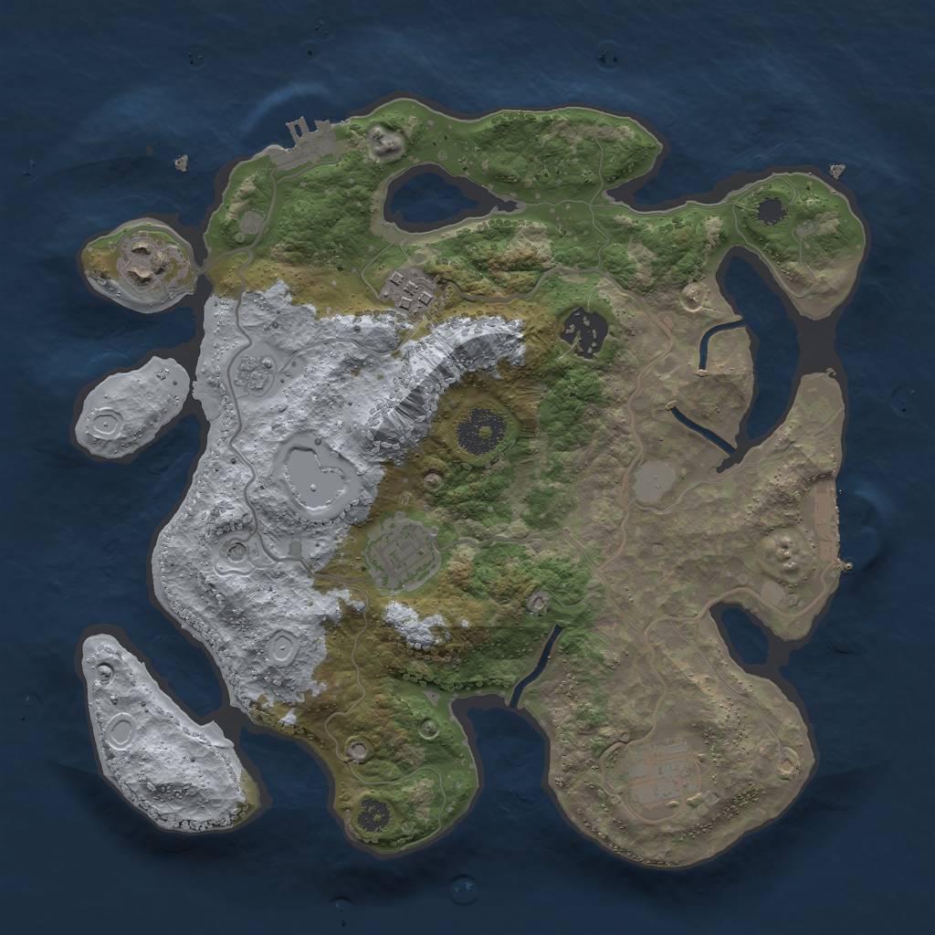 Rust Map: Procedural Map, Size: 3000, Seed: 28537, 14 Monuments