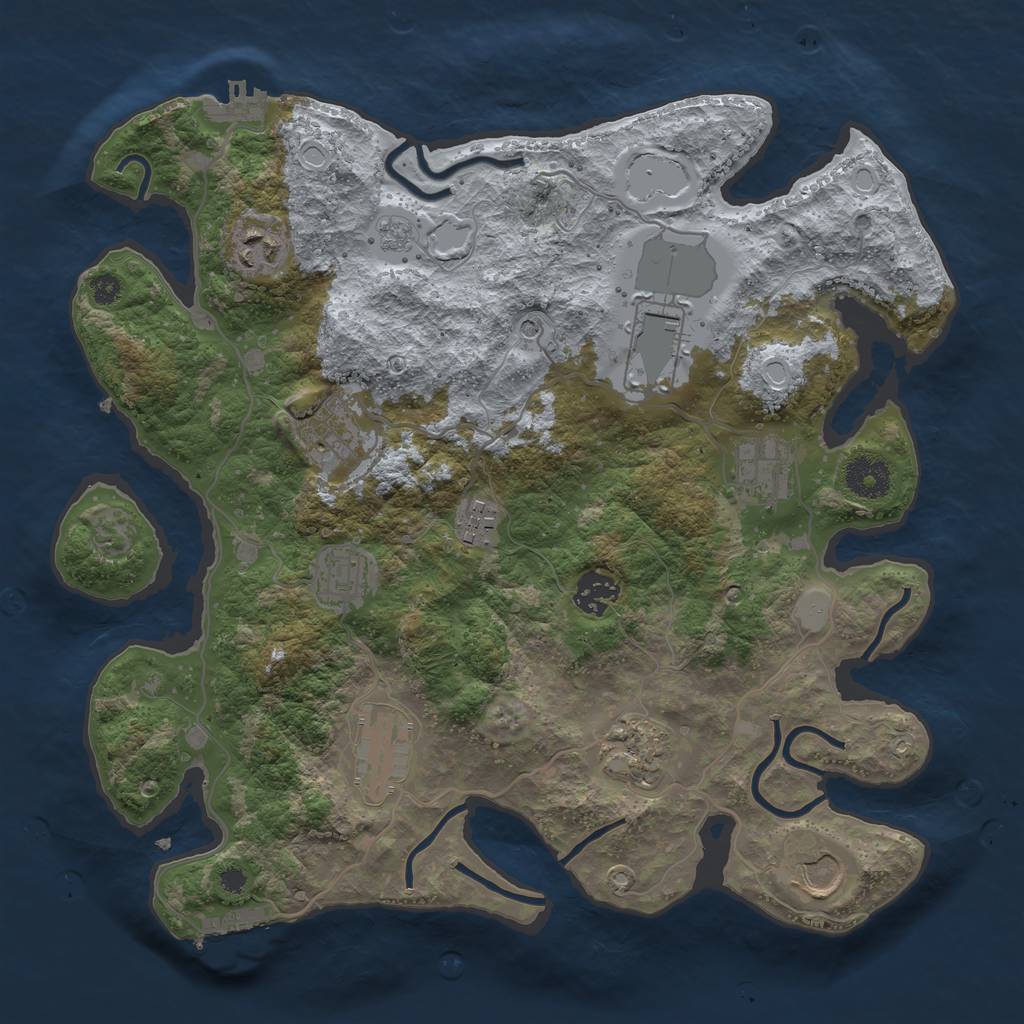 Rust Map: Procedural Map, Size: 3500, Seed: 767531778, 19 Monuments