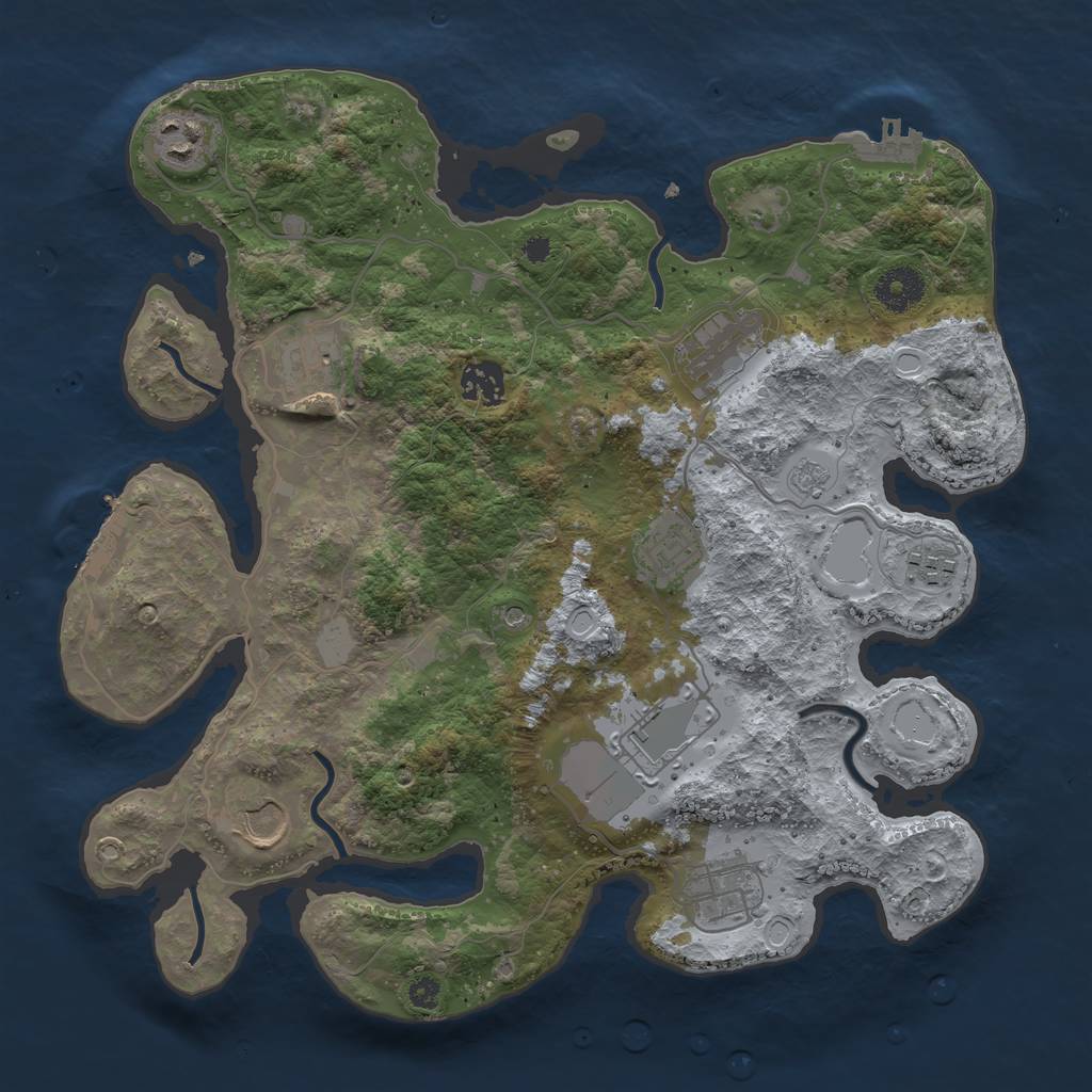 Rust Map: Procedural Map, Size: 3500, Seed: 926470534, 18 Monuments