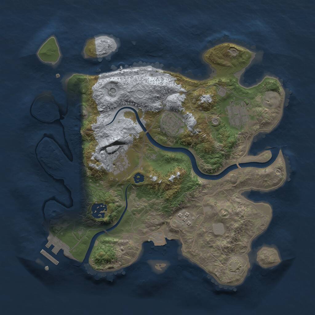 Rust Map: Procedural Map, Size: 3000, Seed: 29253, 9 Monuments