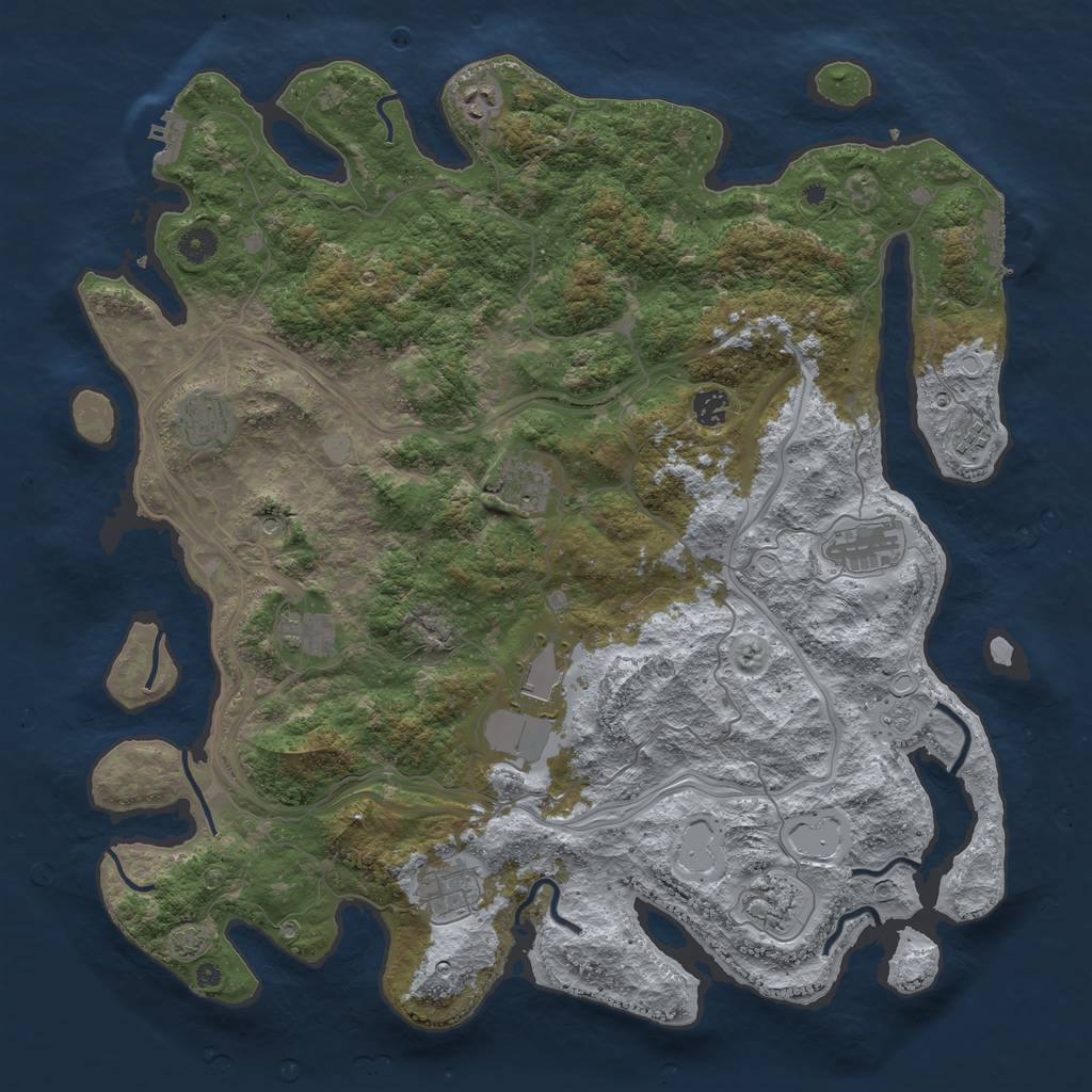 Rust Map: Procedural Map, Size: 4500, Seed: 1029431356, 18 Monuments