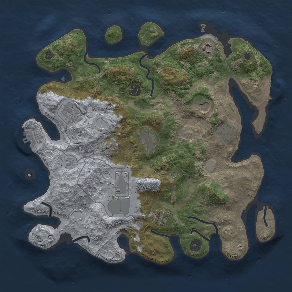 Rust Map: Procedural Map, Size: 3600, Seed: 1645803615, 17 Monuments