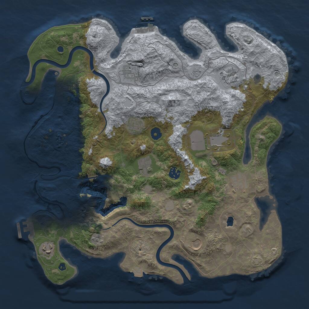 Rust Map: Procedural Map, Size: 4000, Seed: 525835500, 16 Monuments