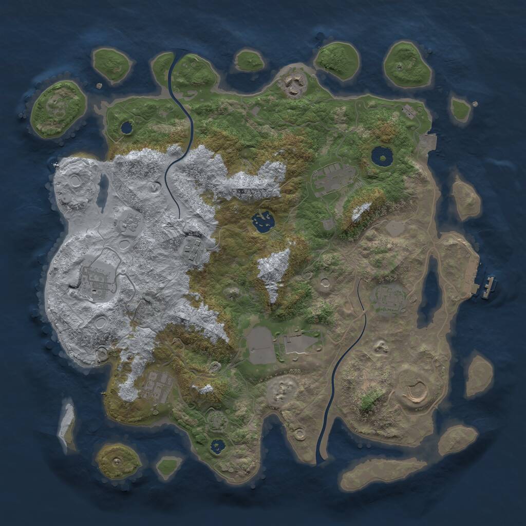 Rust Map: Procedural Map, Size: 3700, Seed: 1752015923, 14 Monuments