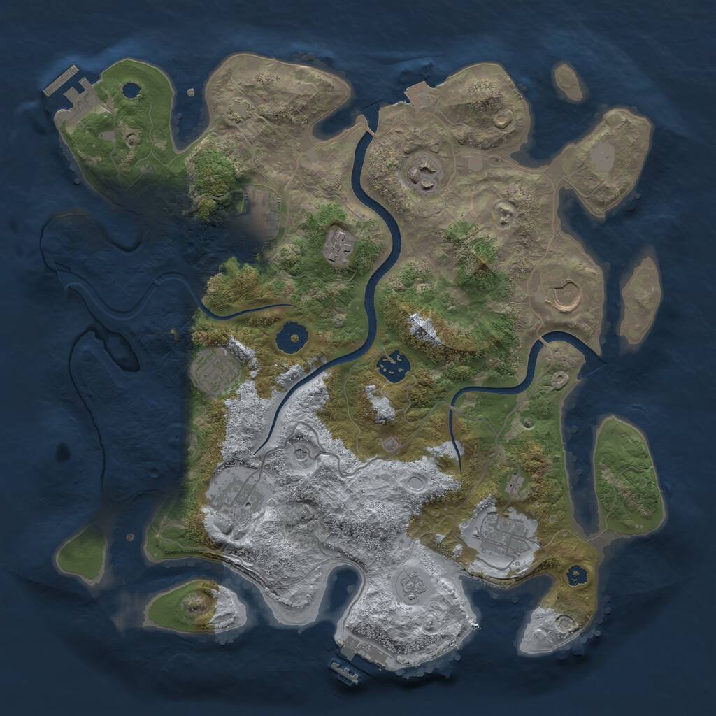 Rust Map: Procedural Map, Size: 3500, Seed: 1245542531, 14 Monuments