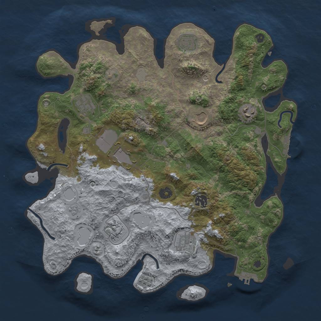 Rust Map: Procedural Map, Size: 3750, Seed: 711775, 18 Monuments