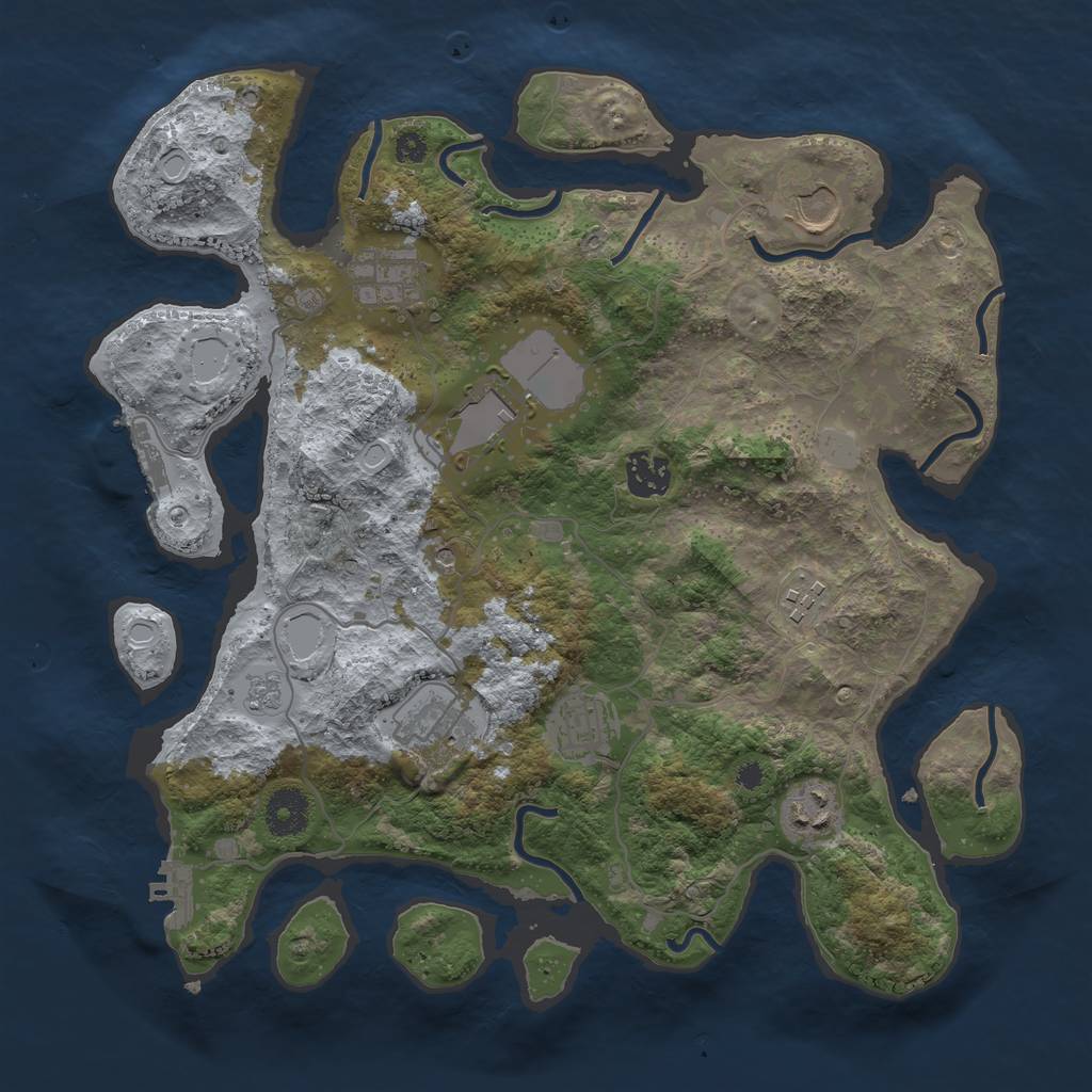 Rust Map: Procedural Map, Size: 3500, Seed: 613331945, 17 Monuments