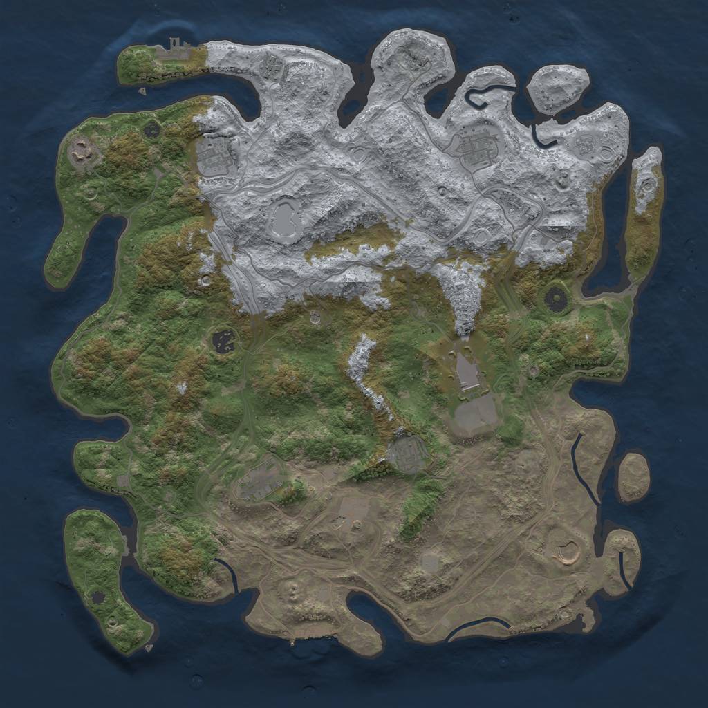 Rust Map: Procedural Map, Size: 4500, Seed: 525835500, 19 Monuments