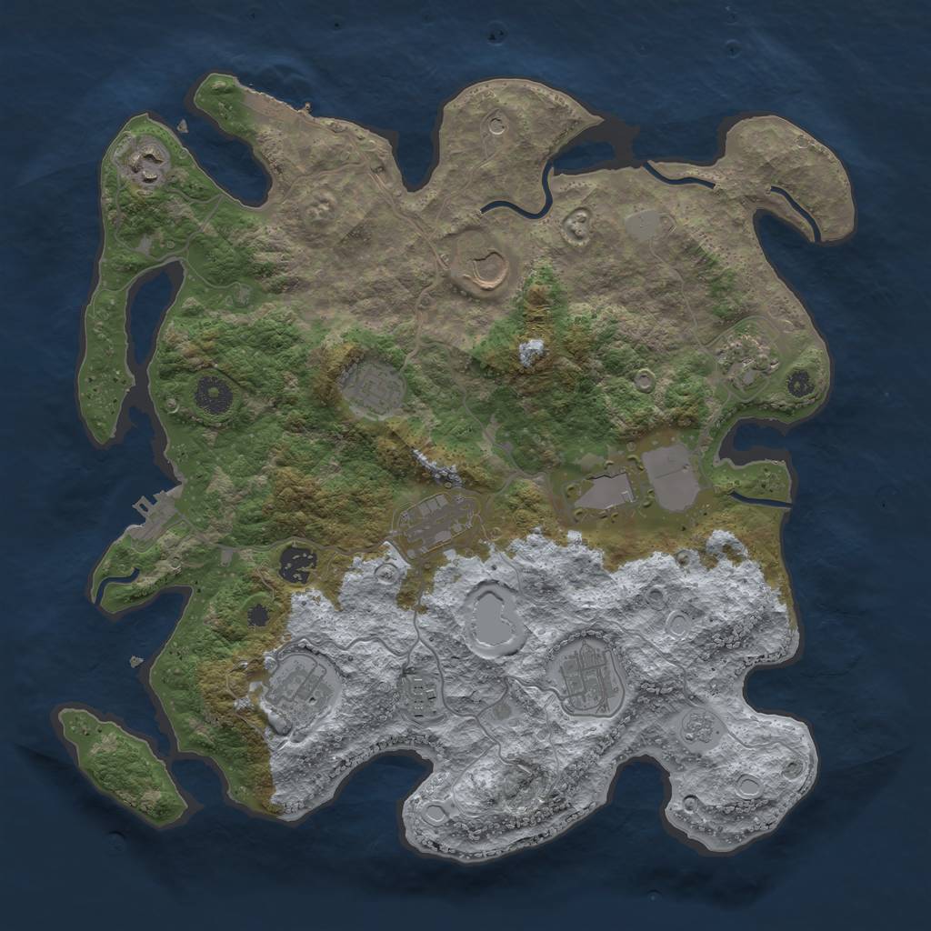 Rust Map: Procedural Map, Size: 3700, Seed: 216556210, 19 Monuments