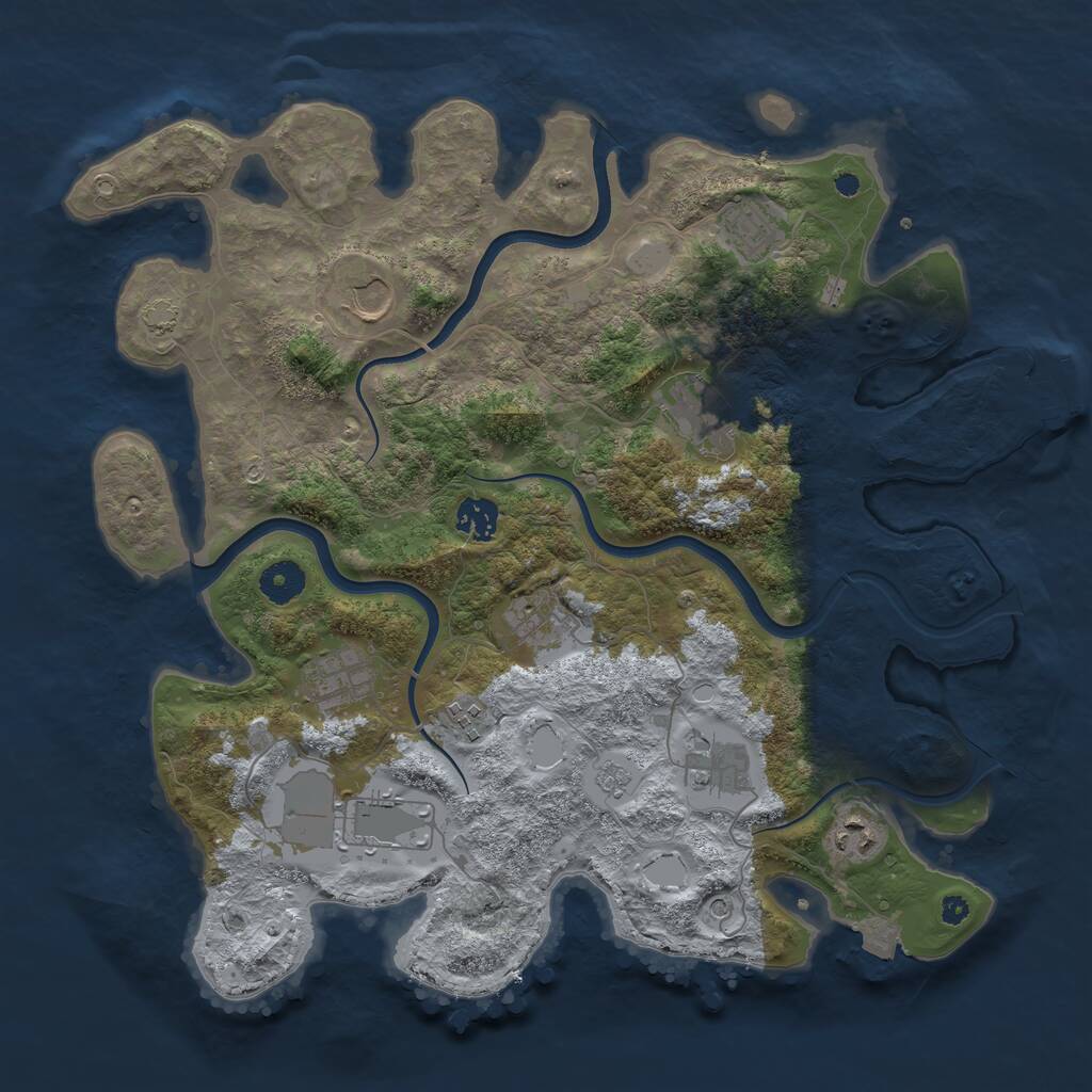 Rust Map: Procedural Map, Size: 3800, Seed: 1706757339, 15 Monuments