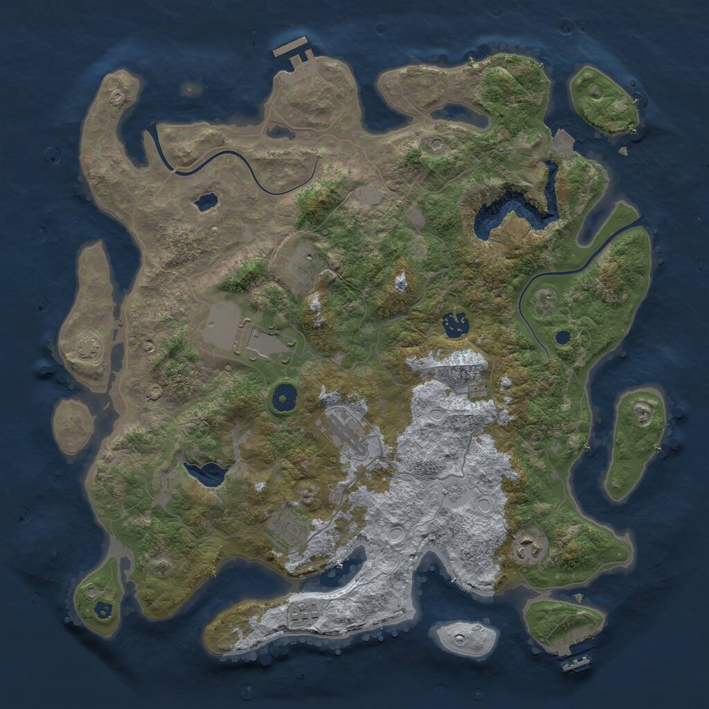 Rust Map: Procedural Map, Size: 4000, Seed: 861083424, 13 Monuments