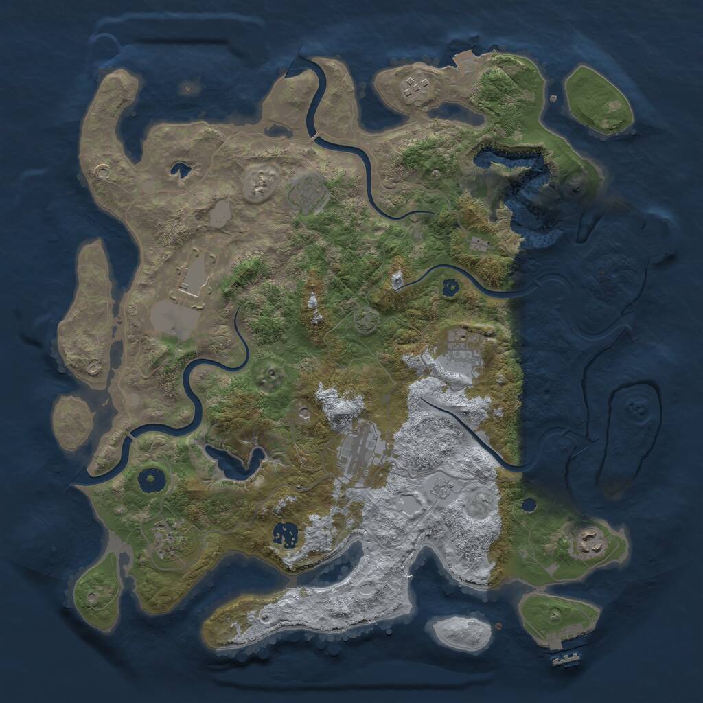 Rust Map: Procedural Map, Size: 4000, Seed: 861083424, 14 Monuments
