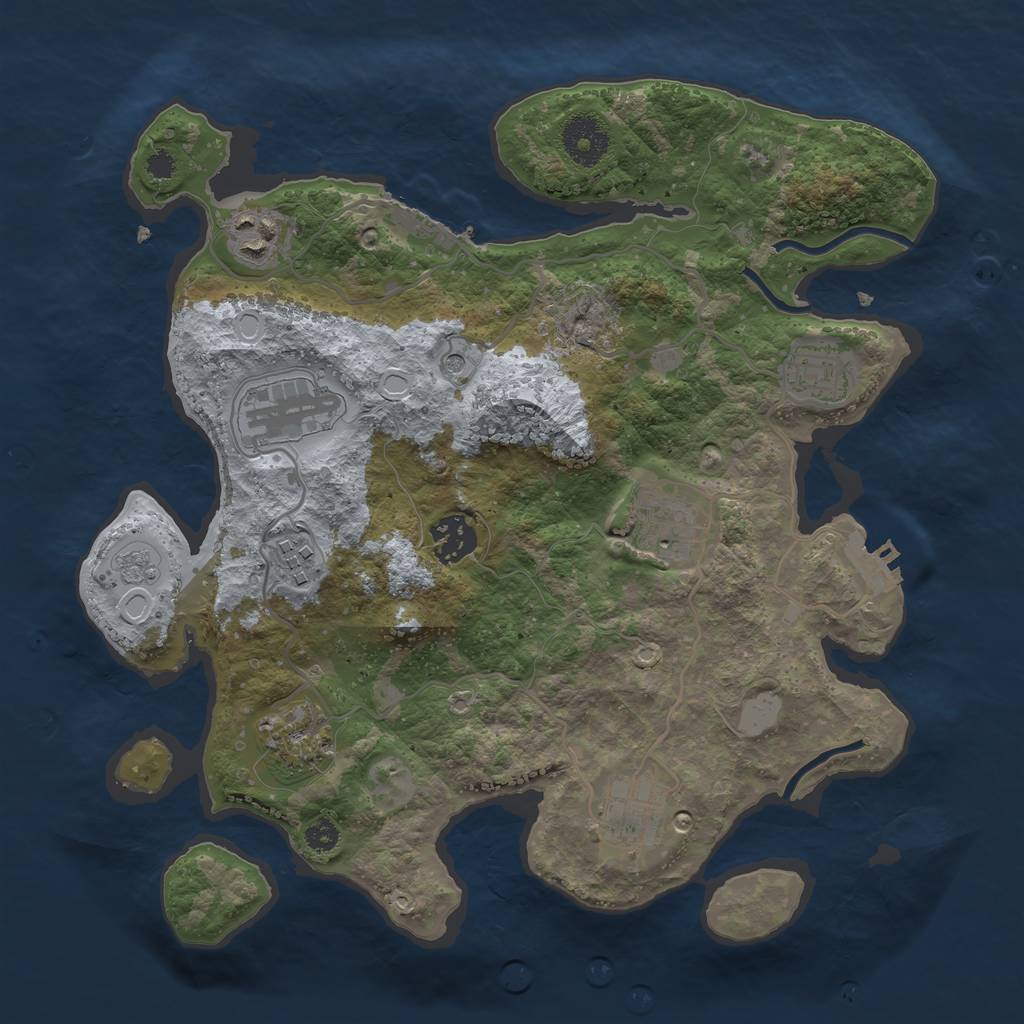 Rust Map: Procedural Map, Size: 3250, Seed: 235739136, 17 Monuments