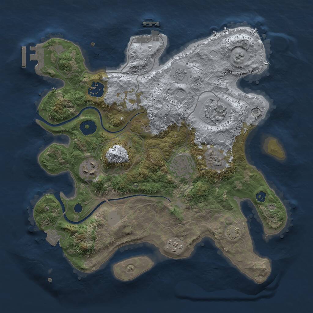 Rust Map: Procedural Map, Size: 3000, Seed: 1040690399, 11 Monuments