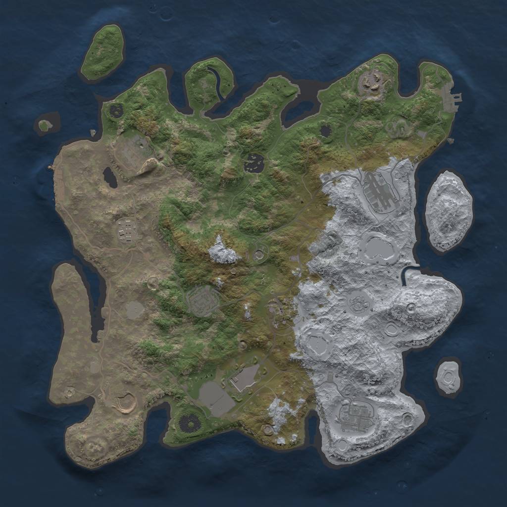 Rust Map: Procedural Map, Size: 3700, Seed: 239607677, 19 Monuments