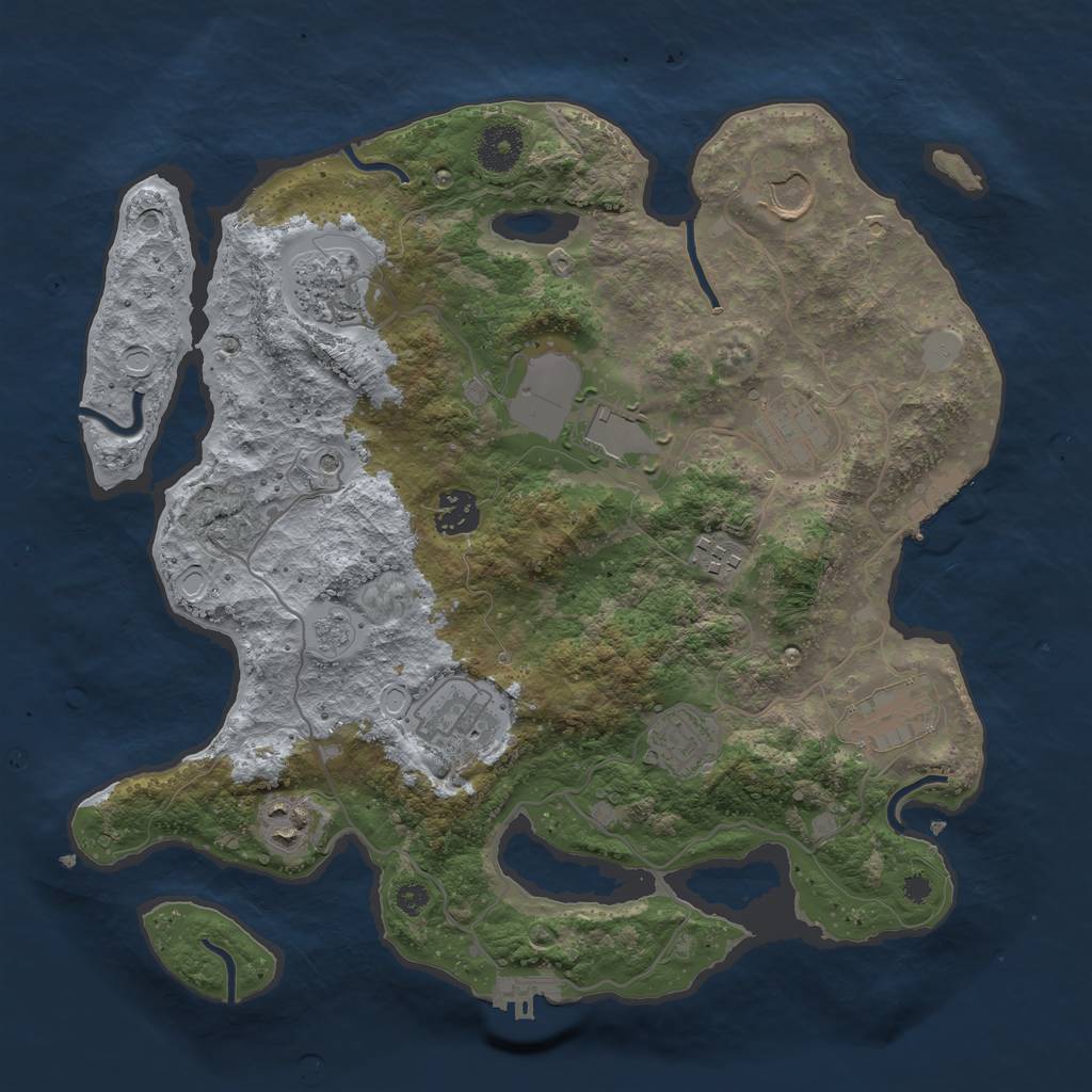 Rust Map: Procedural Map, Size: 3500, Seed: 1715122482, 19 Monuments