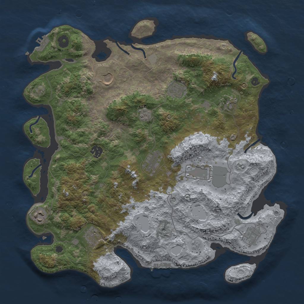 Rust Map: Procedural Map, Size: 3850, Seed: 1716327480, 19 Monuments