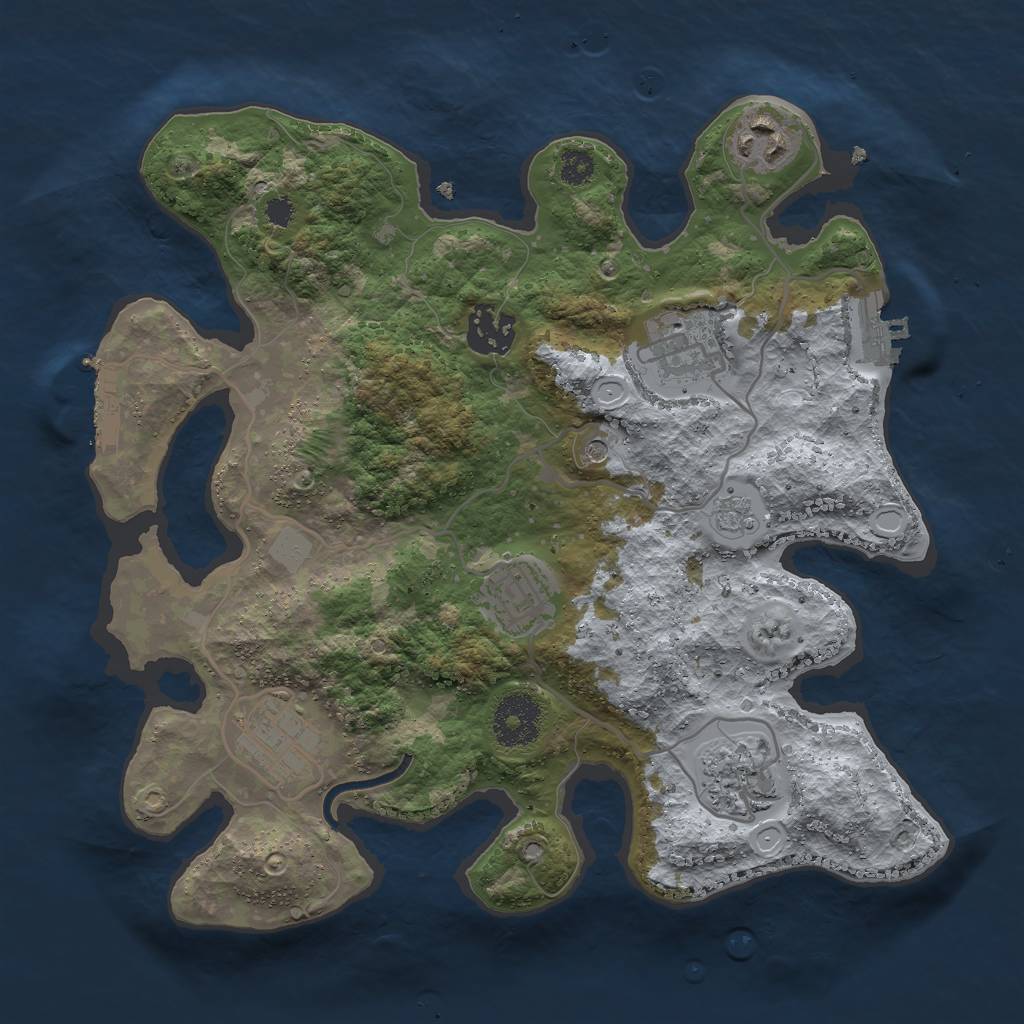 Rust Map: Procedural Map, Size: 3000, Seed: 6961, 15 Monuments