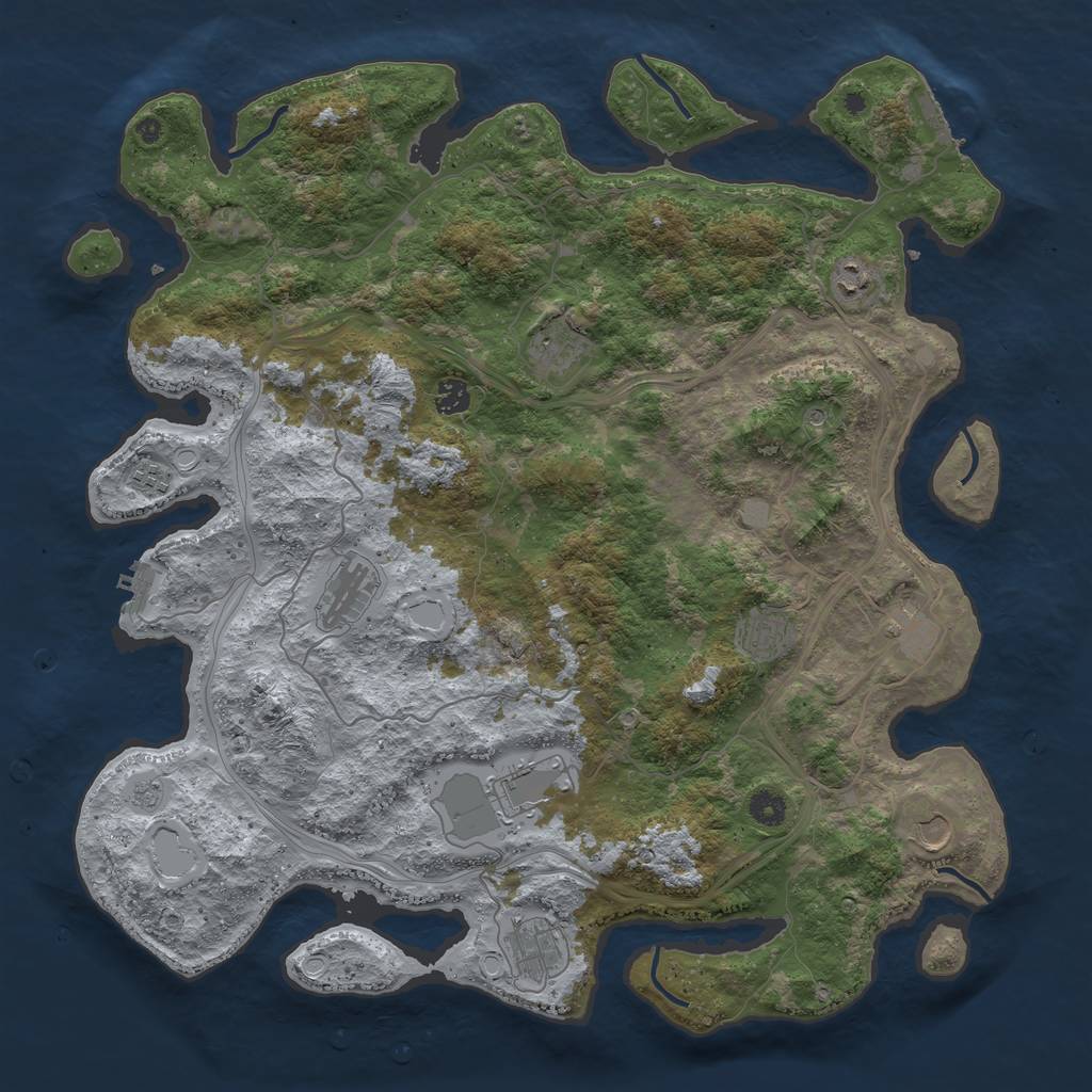 Rust Map: Procedural Map, Size: 4500, Seed: 612030230, 19 Monuments
