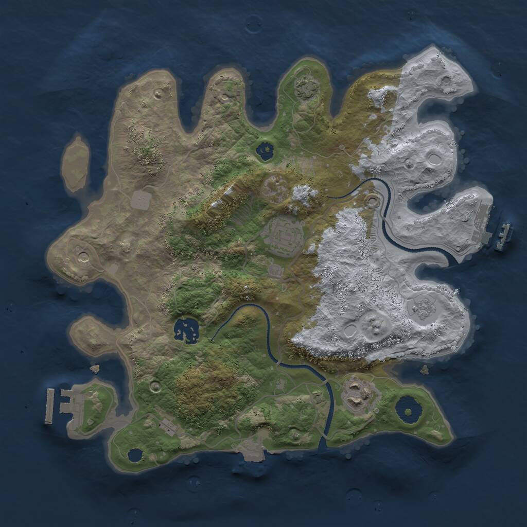 Rust Map: Procedural Map, Size: 3000, Seed: 1407743040, 9 Monuments