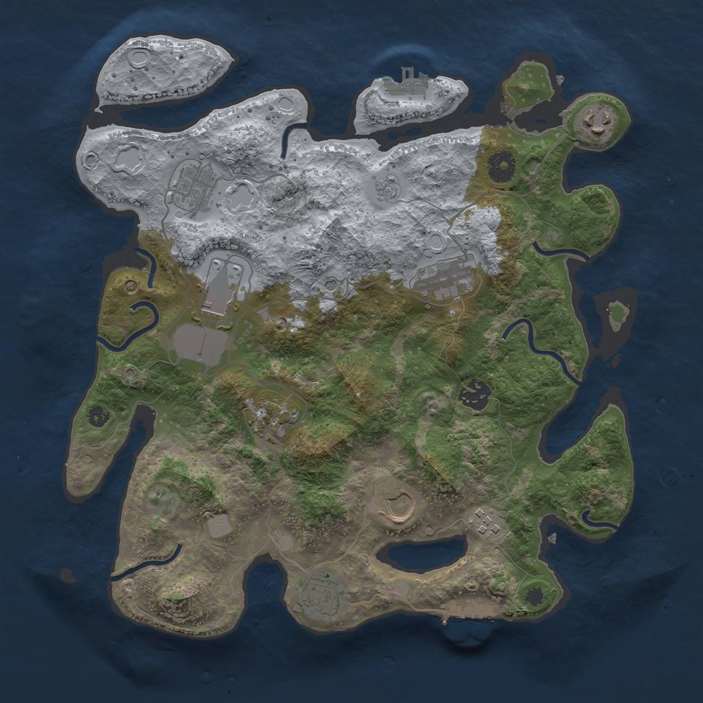 Rust Map: Procedural Map, Size: 3500, Seed: 1707442667, 18 Monuments