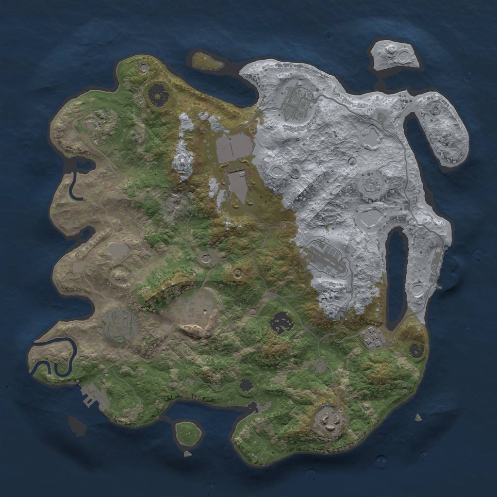 Rust Map: Procedural Map, Size: 3500, Seed: 564914723, 18 Monuments